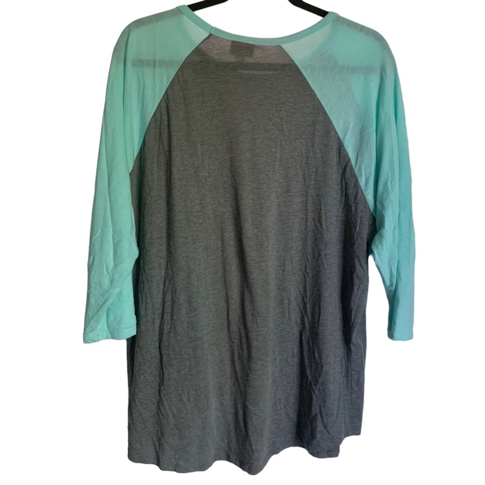 xxSOLDxx         Lularoe Randy Gray w/ Teal Sleeves - Picture 7 of 7